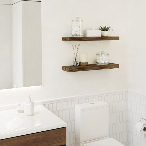 Gracie Oaks 2 Piece Pine Solid Wood Floating Shelf & Reviews